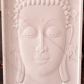 Marble Buddha Face Mural