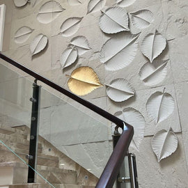 NATURAL STONE WALL CARVING FALLING LEAF